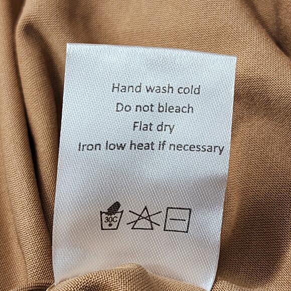 NEW Ninexis Skirt Womens L Tan Camel Smocked Waistband Side Slit Maxi Stretch - Picture 8 of 10